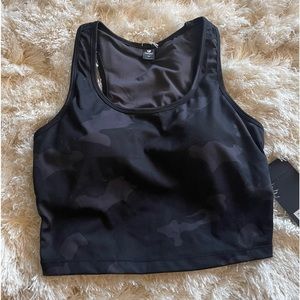 90 DEGREE BY FLEX • CAMO BLACK COMBO CROP BRA • WORKOUT CROP TANK​​​​